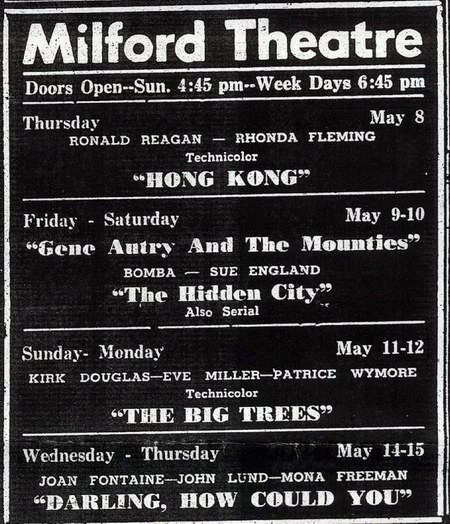 Milford Theatre - Old Ad